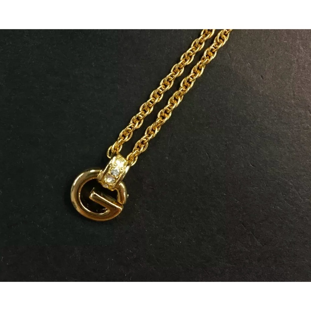 Givenchy gold and crystal G logo necklace